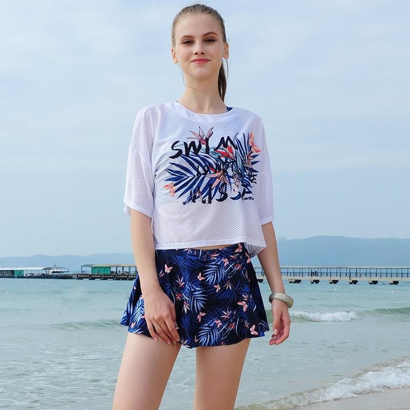 

Women's Swimwear Belly Exposed Two Piece Swimsuit For Women Plus Size With Beach Coverups Sexy Outfits Swim Skirt Beachwear Bathing SuitWome, White