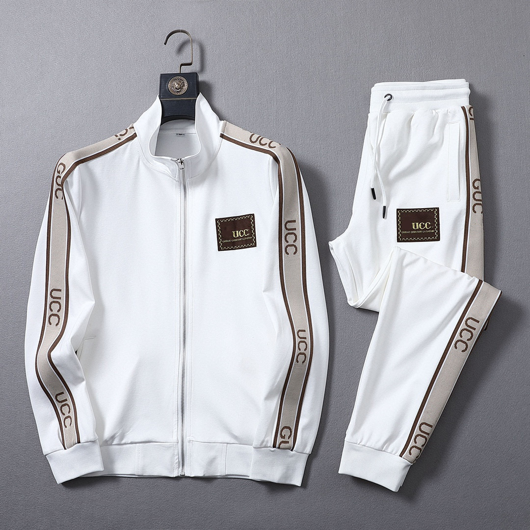 

Designer Men's Tracksuits new classic print 100% cotton crease resistant breathable sweatshirt casual fashion trousers hoodie black and white large size size M-3XL#SL, 14