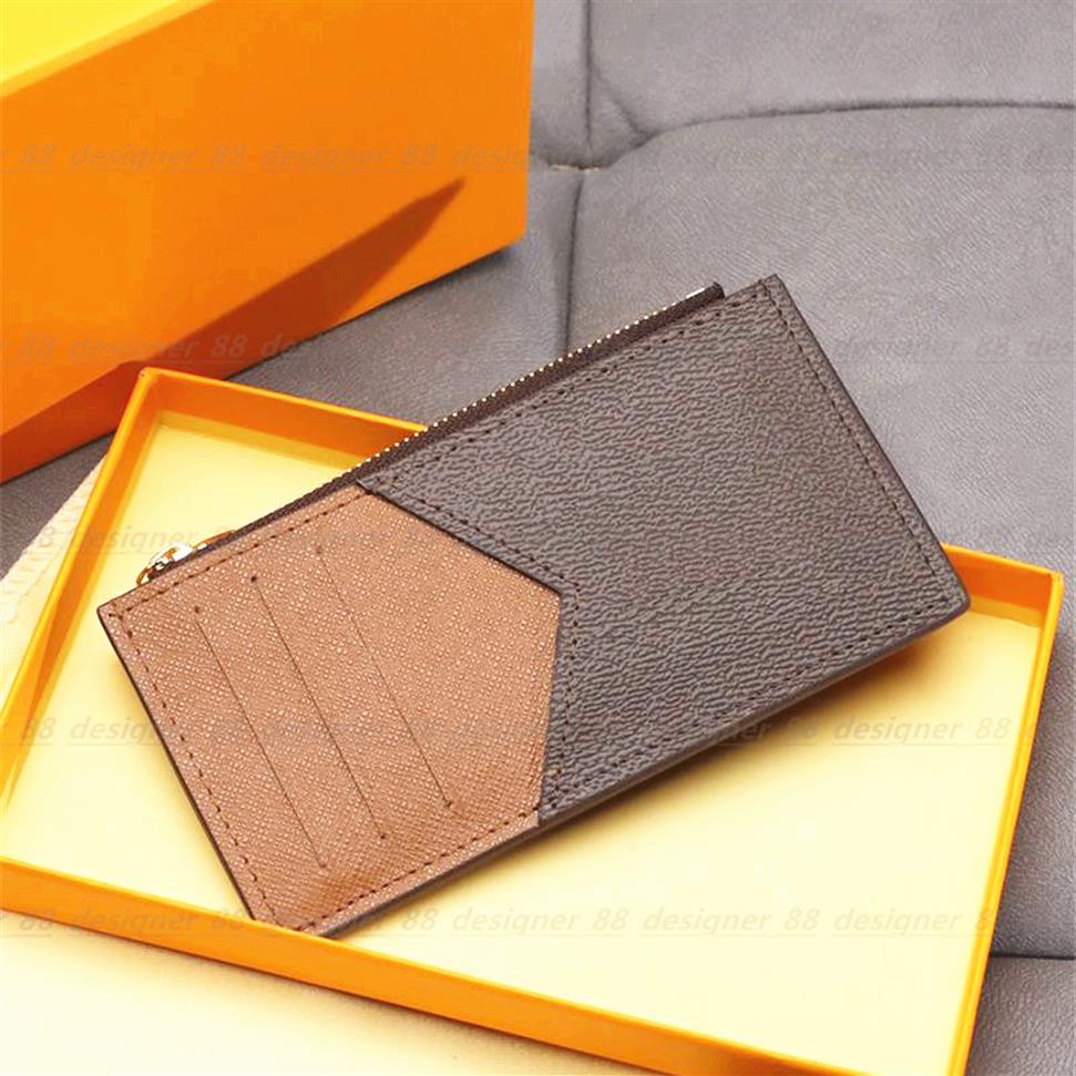 

Top quality Genuine Leather Holder Luxurys Designers zipper handbag Men Women's COIN CARD Holders Black Lambskin Mini Wa2090, Damier ebene