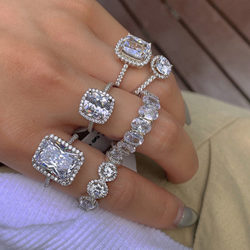 

Luxury designer ring Real 925 Sterling Silver Princess diamond ring for woman White 5A Cubic Zirconia Square Heart Love Anniversary Wedding Rings Fashion jewelry