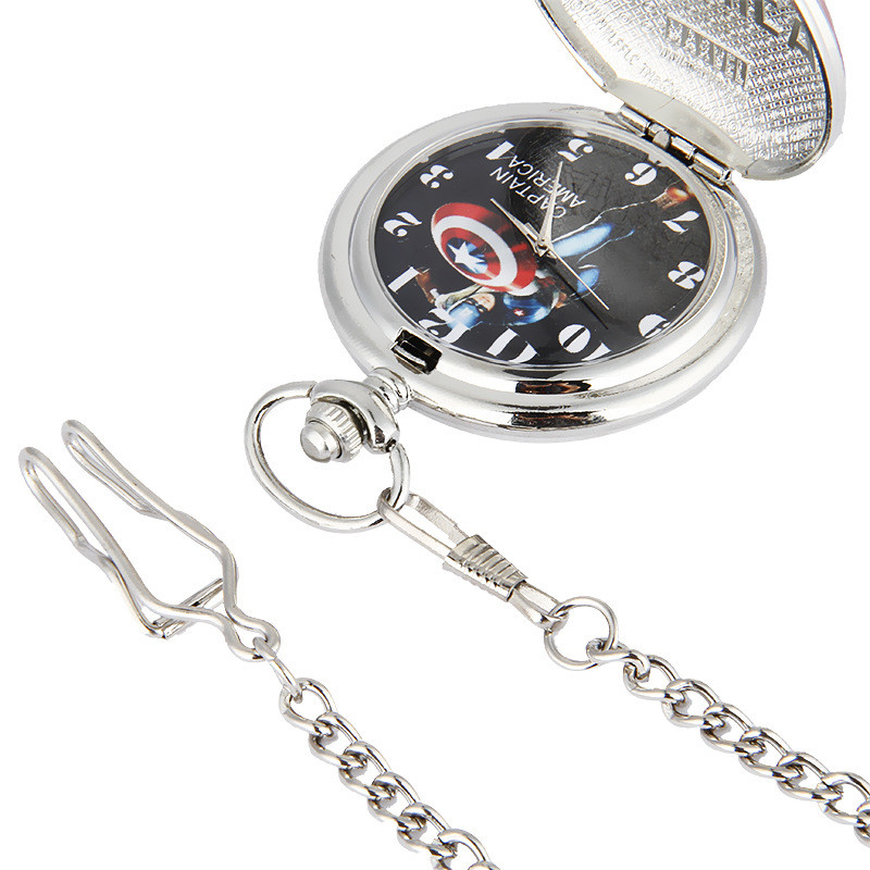 

10pcs Us captain five pointed star pocket watch large European and American style flip Long Necklace couple sweater chain 8017-1