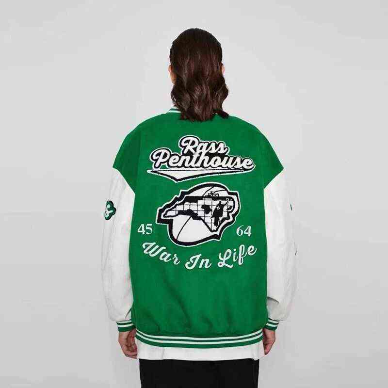 

Spring Baseball Jackets Men Letter Embroidery Baseball Uniform Coats Male Trendy Patchwork Leather Loose Varsity Jacket Green T220816, Blue