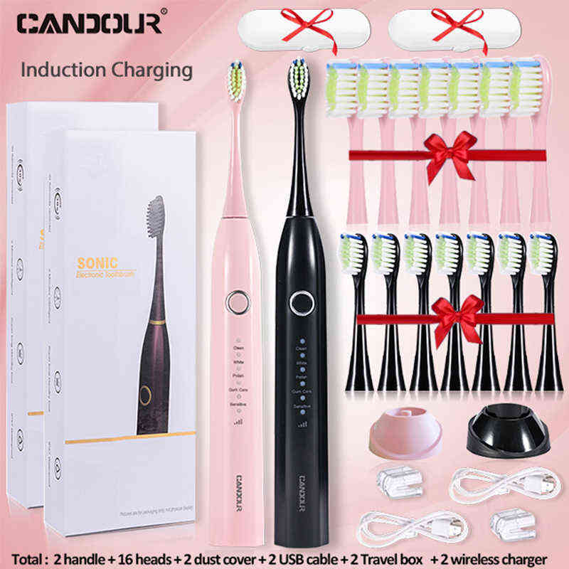 

Toothbrush Sonic Electric Toothbrush Cd5166 Adult Timer Teeth Whitening Brush 15mode Usb Rechargeable Tooth Brushes Replacement Heads Gift 0511