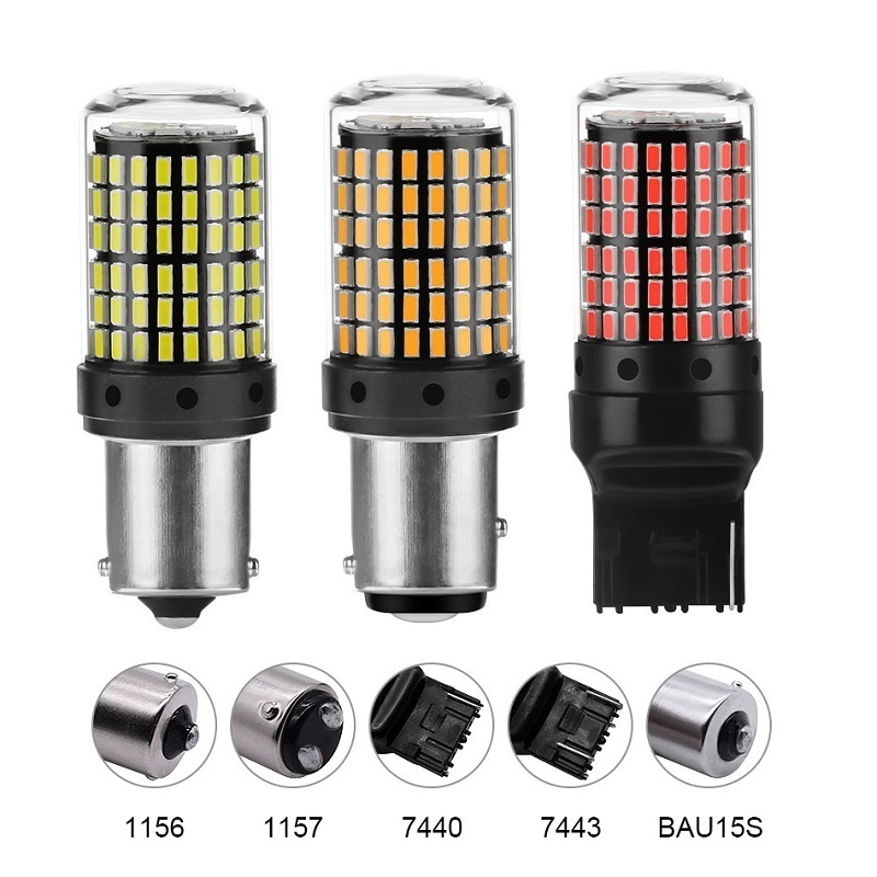 

New 1PCS 3014 144smd Canbus S25 1156 P21W BA15S LED BAY15D BAU15S PY21W T20 LED 7440 7443 W21W 1157 led Bulbs For Turn Signal Light