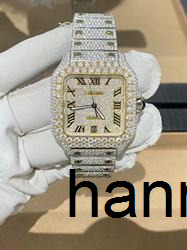 

Hip Hop 22k Gold Plated Micro Cz Stainless Steel Wrist Men's Luxury Watch I16K, Moissanite black