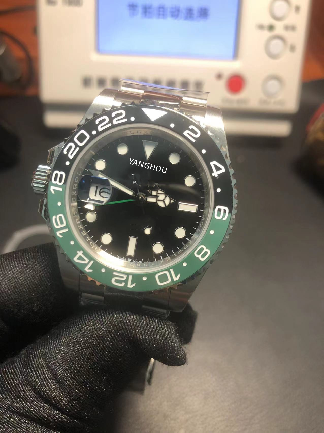 

V9 factory man watches Automatic machine Cal.3285 or 3186 movement 40MM 904L fine steel watchband V4 rotating black green ceramic ring Sapphire glass watch, Blue