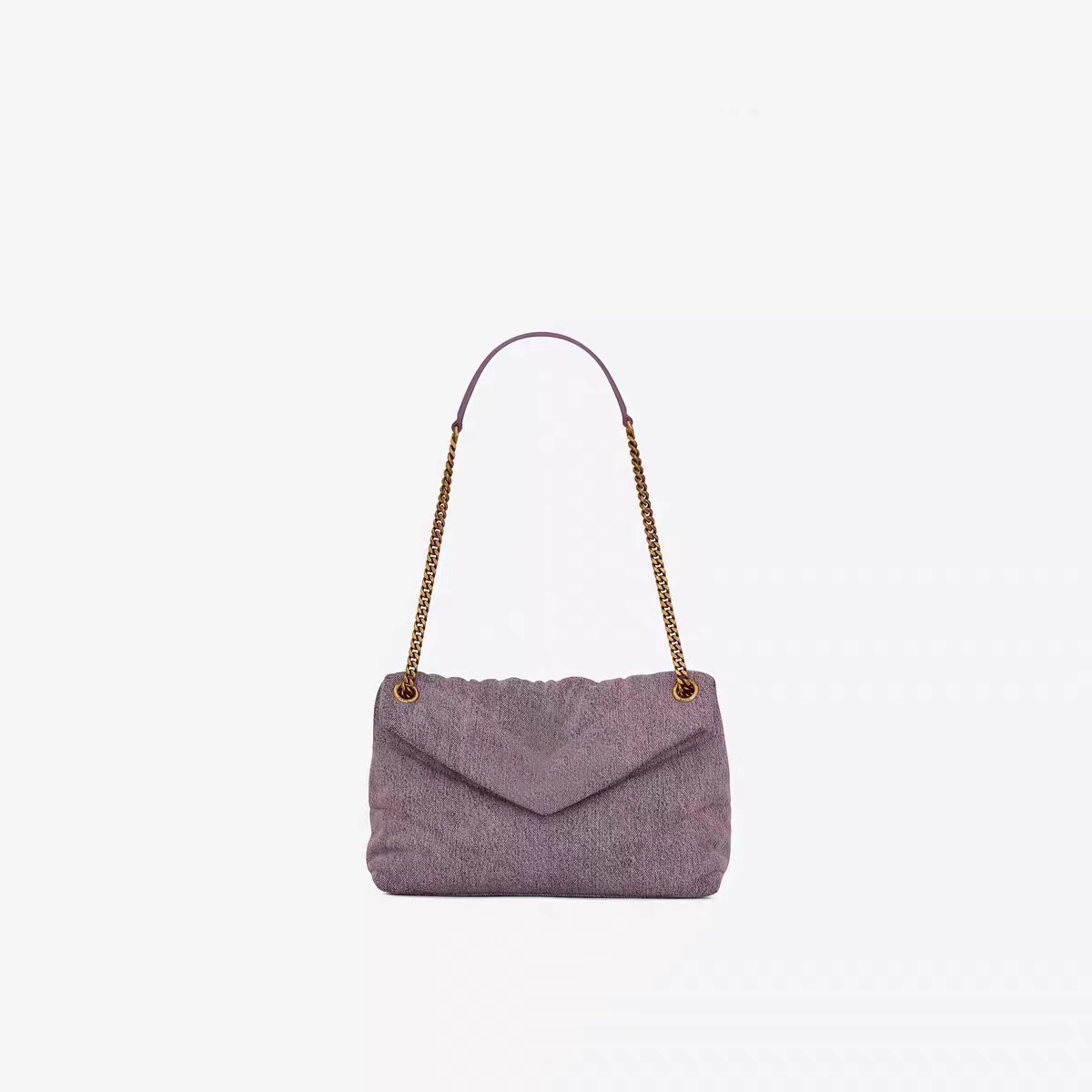 

Women's bag puffer small bleached Lavender denim chain fabric suede handbag shoulder backpack big brand fidelity