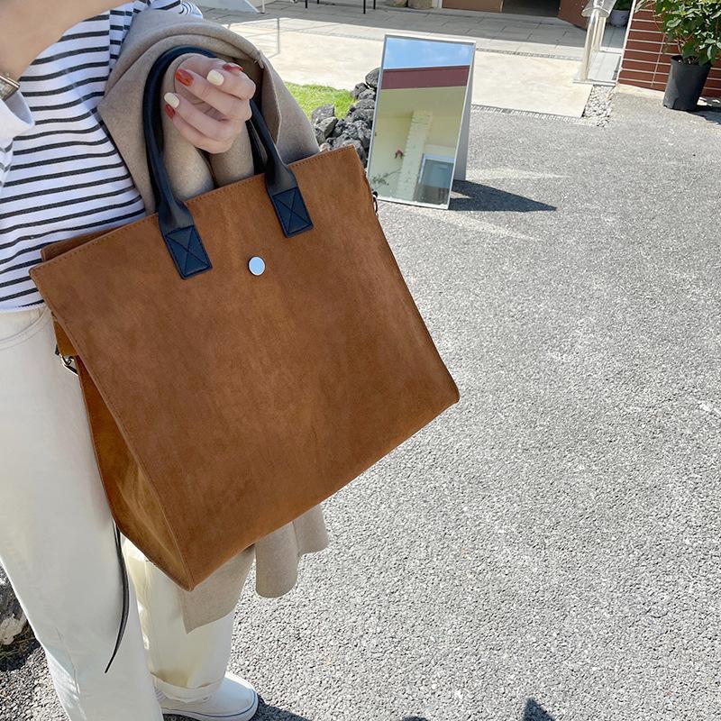 

Evening Bags 2022 Winter Casual Large Capacity Tote Handbags Designer Suede Pu Leather Crossbody Bag Vintage Women Shoulder Big Shopper, Auburn