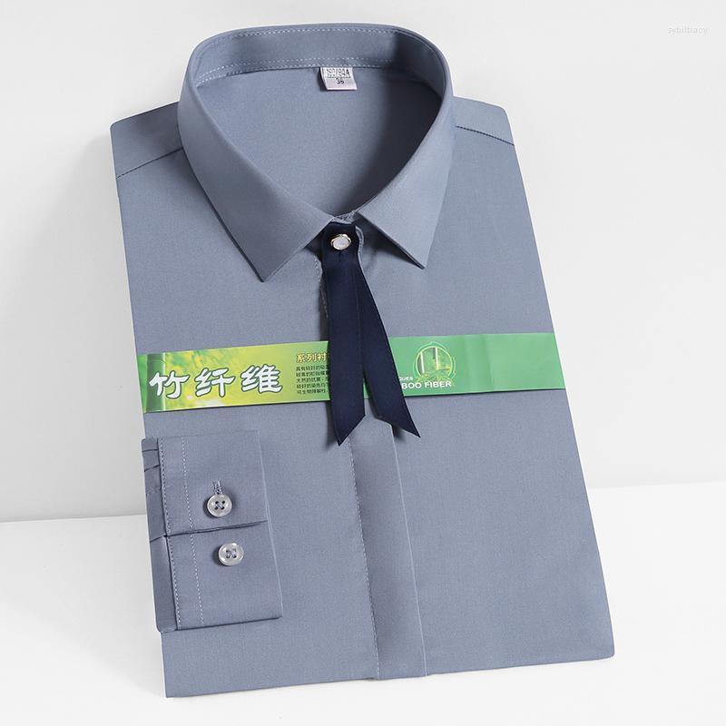 

Men's Dress Shirts Women Hidden Button Placket Blouses Shirt Soft Bamboo Fiber Standard-fit Solid Formal Social Office Lady Long Sleeve Shir, Black