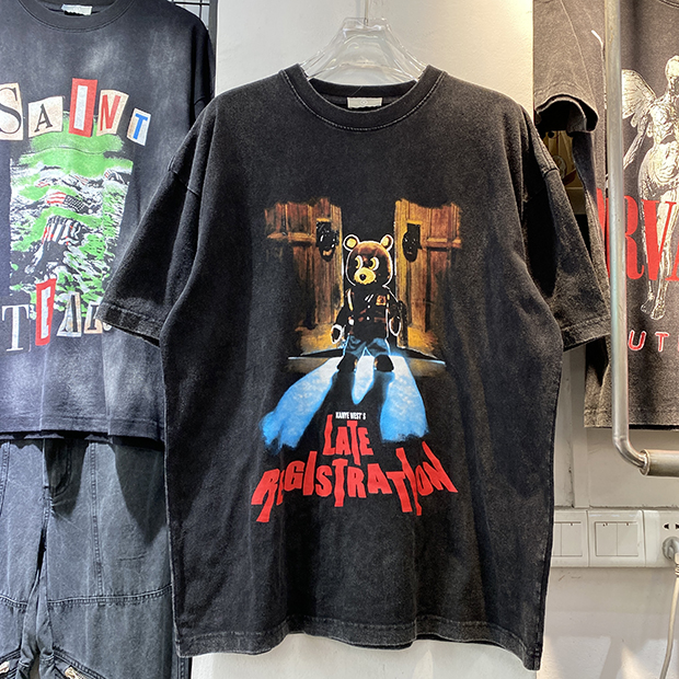 

2022 Heavy Fabric High Quality Oversize T-shirt Men Women Cartoon T Shirt Real Pics, Black