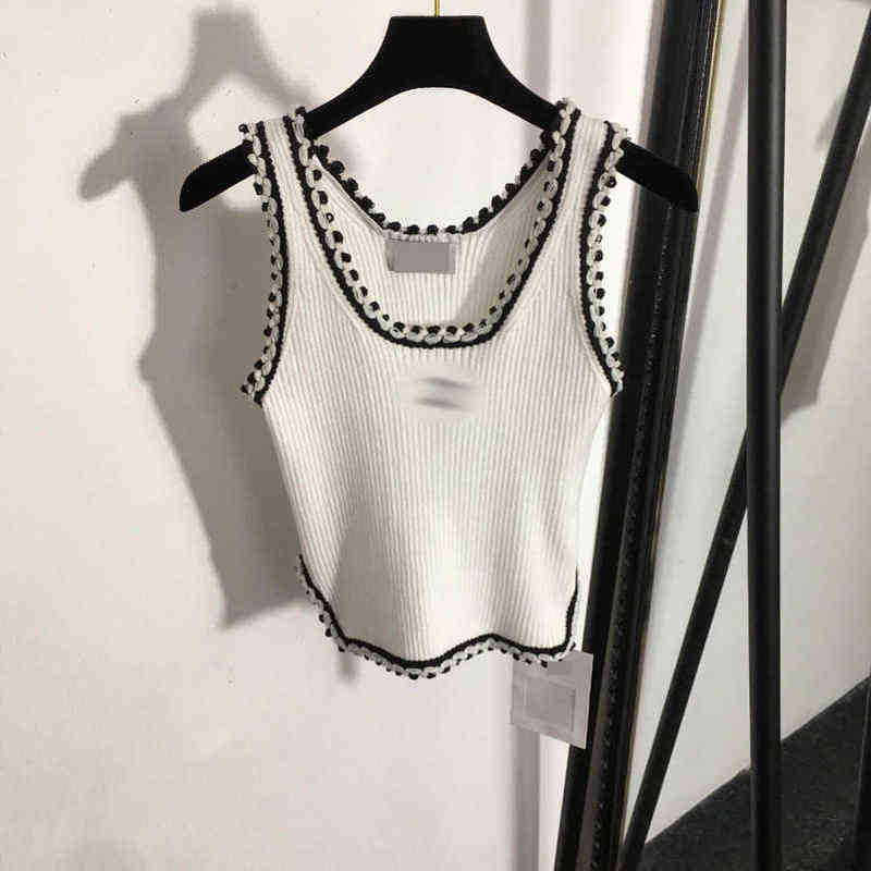 

215 2022 Milan Runway Spring Summer Brand Same Style Sweater Short Sleeve Crew Neck White Black Pullover Striped High Quality Womens ou, 14