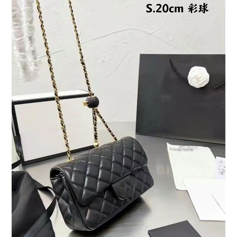 

Designer handbag shoulder Chain Handbag diamond small golden ball 20cm Bag Purse Plaid velvet line handbag double letter solid buckle waist square stripe