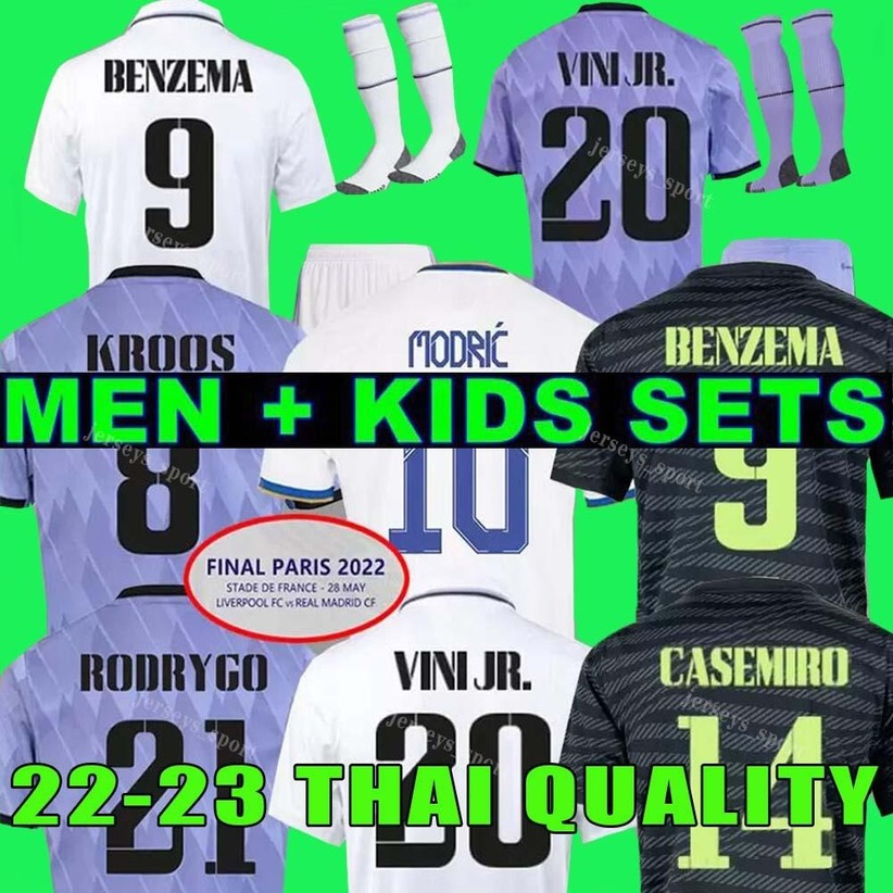 2023 Benzema Finals Soccer Jersey 21 22 23 Kirt de football Real Madrids Camavinga Alaba Modric Valverde Fourth Camiseta Men Kids 2021 2022 Unifo