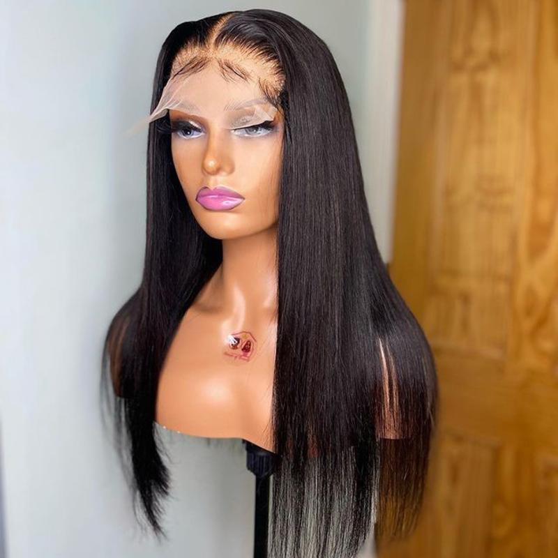 

Lace Wigs Transparen Straight Wig 180% Bone Human Hair With Baby 30inch Remy 13x1 T Part WigLace, As pic