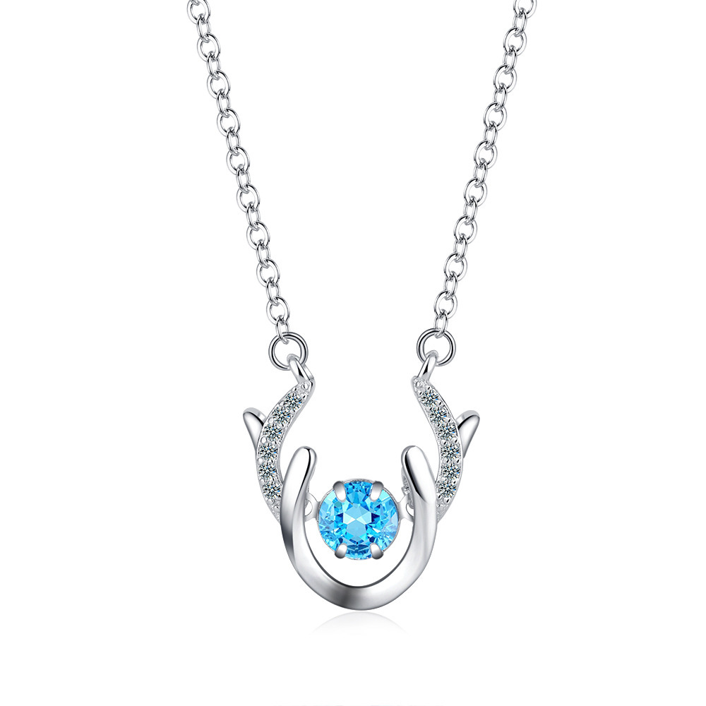 

Elk Blue Zircon Necklace Female Clavicle Chain New Diamond Inlaid Small Fresh Minority