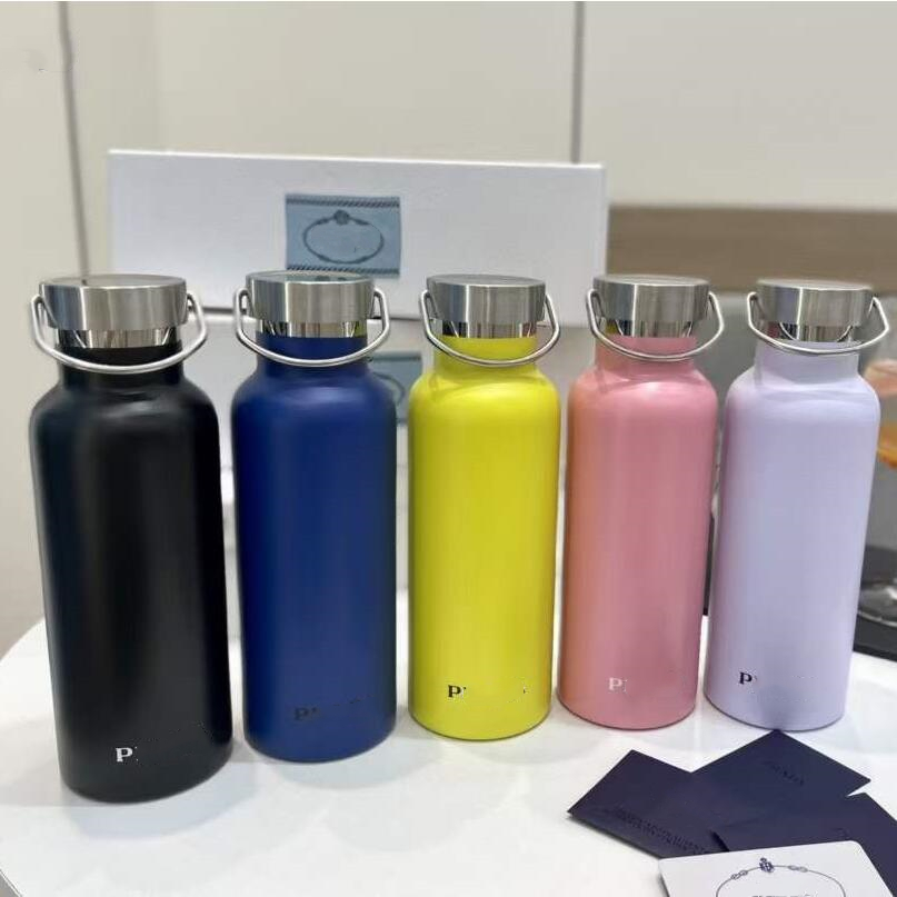 

Colorful Designer Water Bottles Durable Kettle Vacuum Bottle Stainless Steel 500ML Adults Children Outdoo Cycling Sports Thermal Insulation With Gift Box, As picture