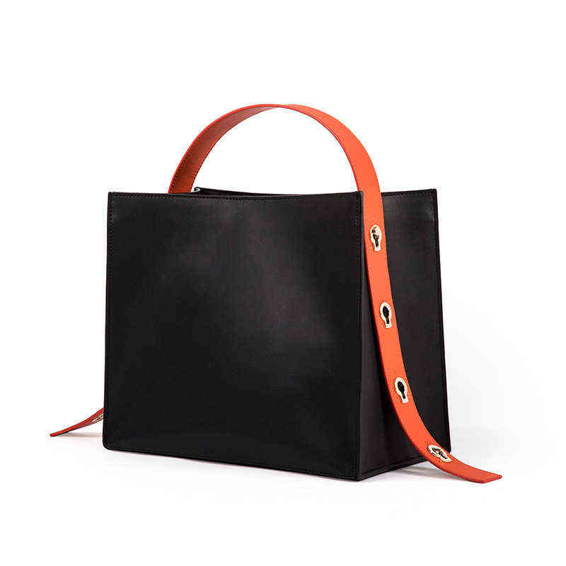 

Minority Designer Style Versatile Simple and Fashionable Personalized High-capacity Tote Bag Ol Women's Bag Spring and Summer 220613, Black with orange large