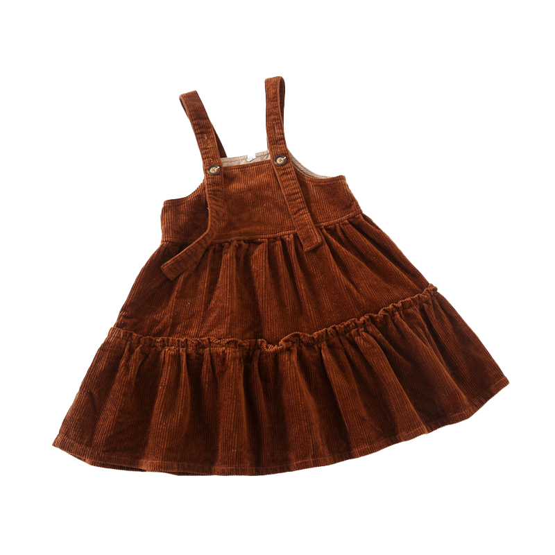 

Children kids girls princess dress fly sleevesskirtCasual wear for children Sleeveless corduroy, Brown