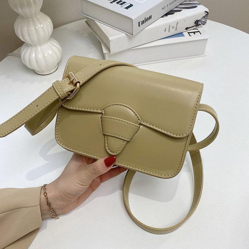 

Evening Bags Mini Solid Color PU Leather Flap Crossbody 2022 Summer Simple Fashion Shoulder Handbags And Purses, White