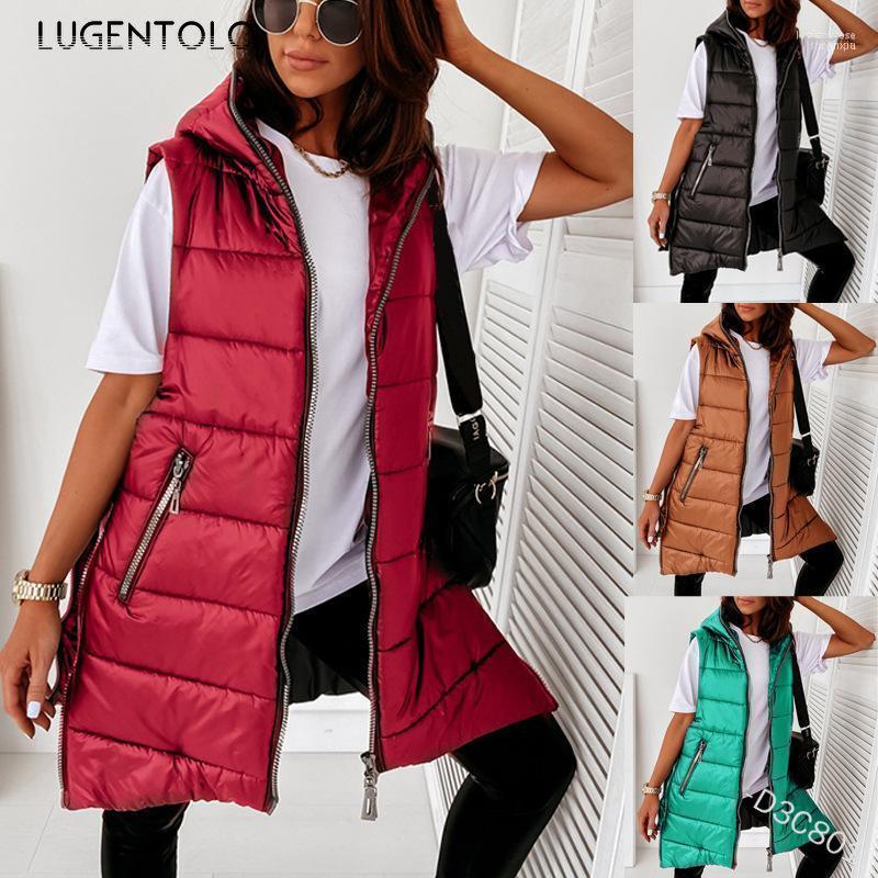 

Women' Vests Lugentolo Women Vest Coat Autumn Winter Casual Slim Coats Warm Long Hooded Zipper Jackets Solid Vests1 Luci22, Black