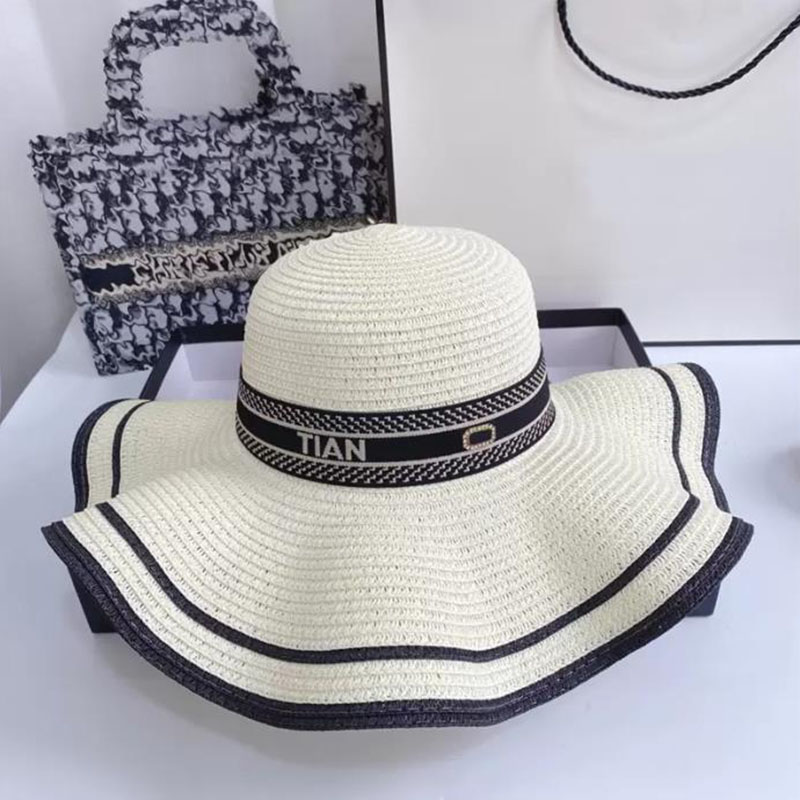 

Womens Hats Designer Ruffled Straw Hat Fashion Fitted Cap For Men Woman Wide Brim Hat Summer Bucket Hats Beach Hats G2205172Z, No.1