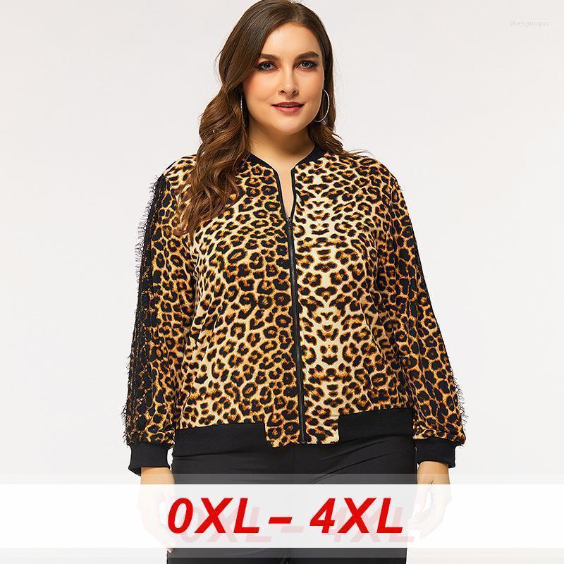 

Women's Jackets Zipper Leopard Printed Plus Size Short Coats Large Casual Loose Long Sleeve 2022 Spring Autumn Female Jacket Streetwear, As pic