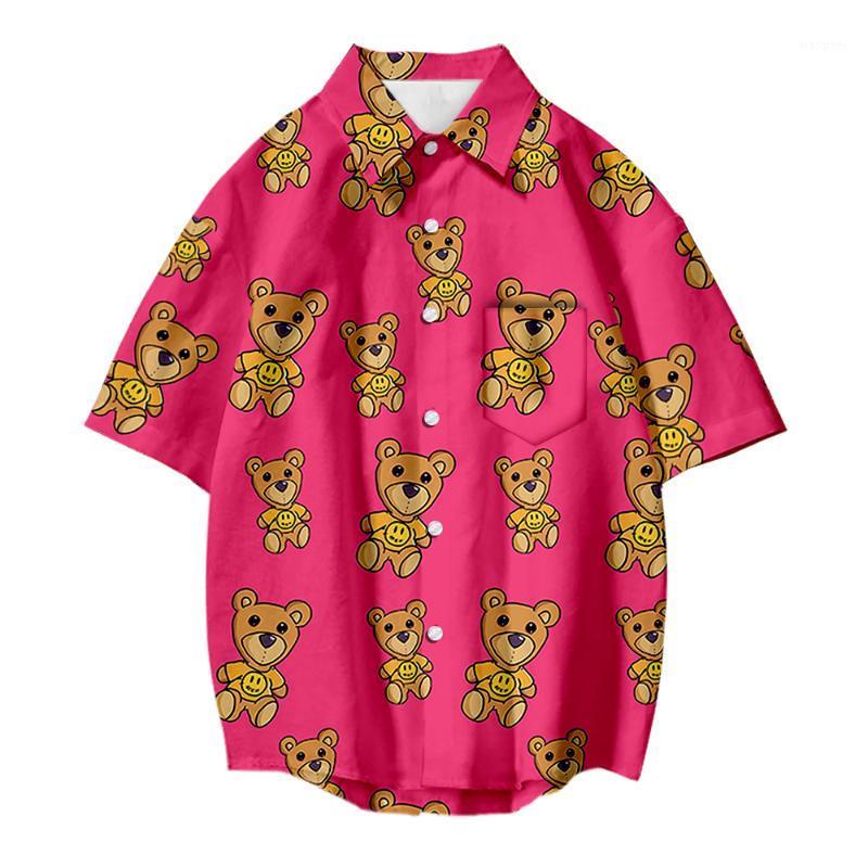 

Bears Short Sleeve Shirt Men Women Streetwear Spring Loose Tops With Pocket And Buttons Animal Oversized Men's Casual Shirts, 3d