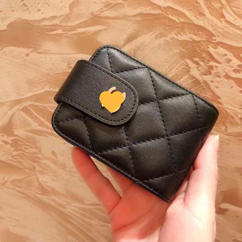 

High Quality Brand design Letter Quilted CC chain short wallet lambskin women's le boy pocket Leather zipper card pack coin Purse Clutch Pouches 007, Red