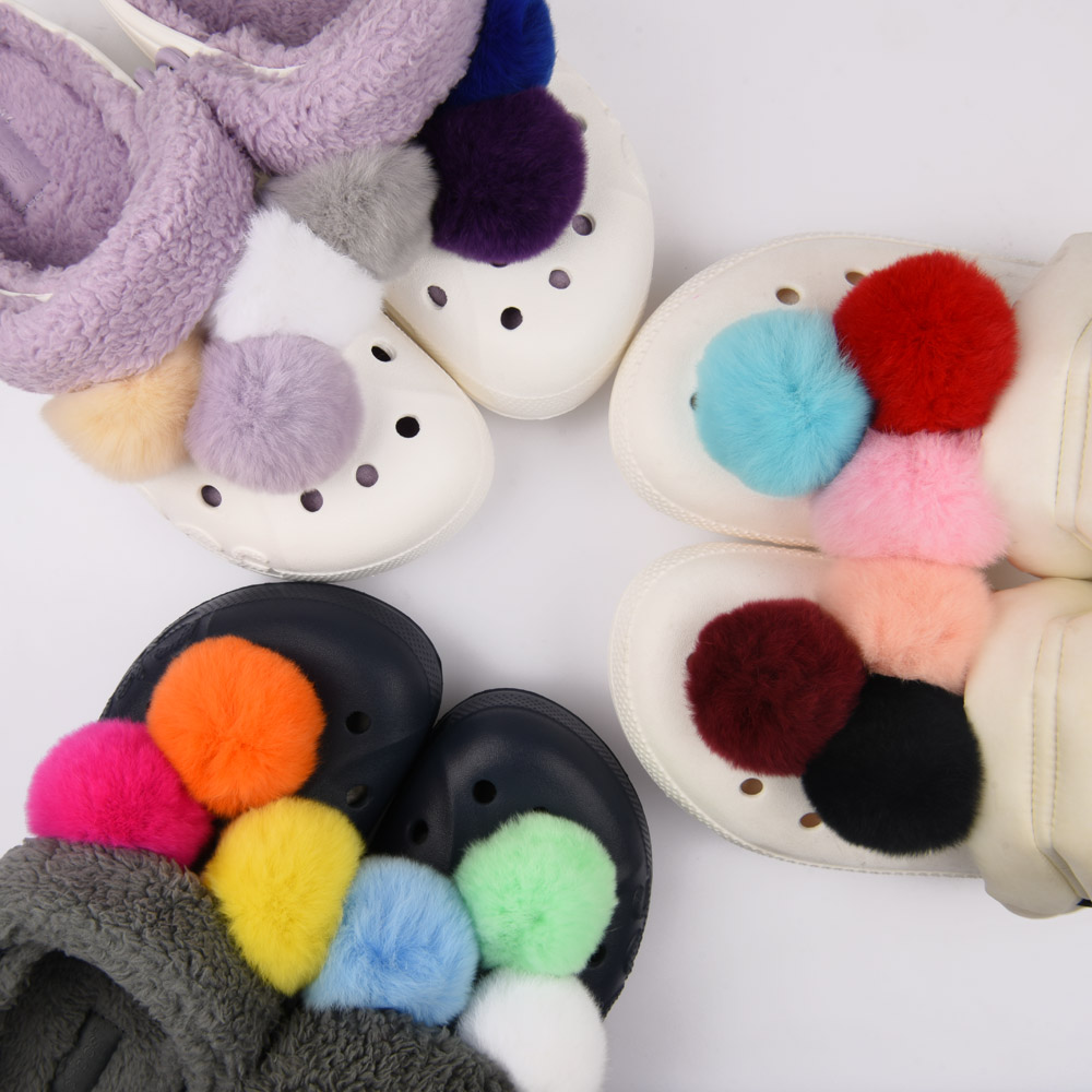 

Original design Cherry fur ball Croc charms pompom shoe decoration
