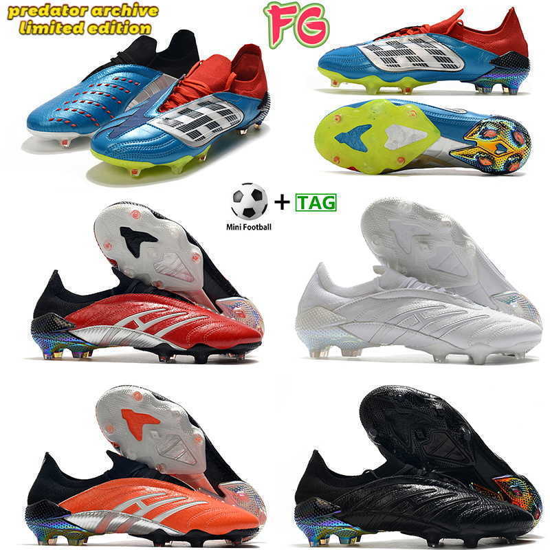 

Men soccer cleats football shoes Predator Archive Limited Edition FG multi color triple white black orange red mens sportss neakers, 03.black orange