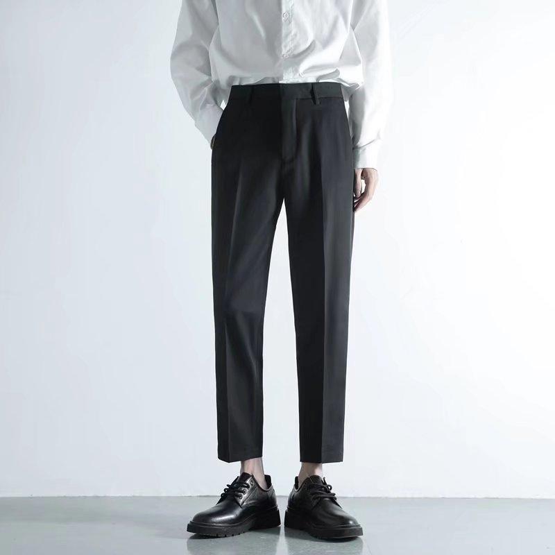 

Men's Pants High Waist Men's Classic Cropped Suit Spring Summer Autumn Casual Harem Trousers Business Bottoms DropMen's, Black