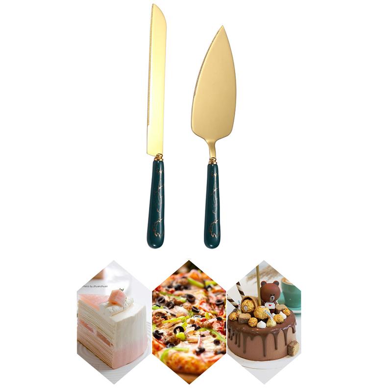 

Other Bakeware Cake Knife And Shovel Service Set Stainless Steel Gold Plated Blades Pie Serving For Birthdays Wedding Anniversaries Party