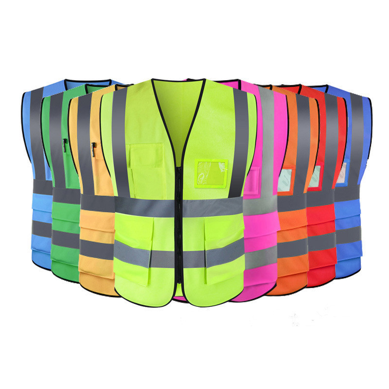 

high visibility reflective vest safety protective clothing reflector construction engineering traffic warning green fluorescent jacket