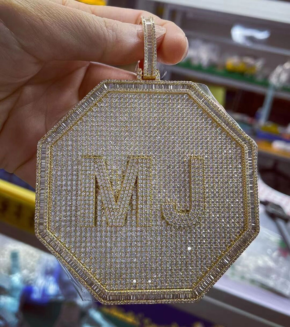

Custom Name Letters Octagon Pendant Necklace For Men Women Gifts Cubic Zirconia Necklace Hip Hop Jewelry