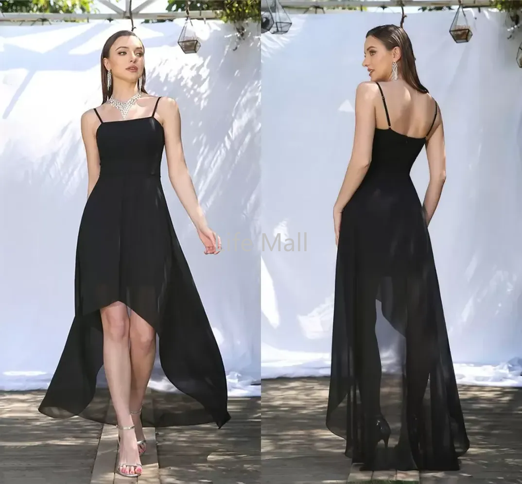 

Summer Beach Bohemian Chiffon Bridesmaid Dresses High Low Backless Spaghetti Country Garden Boho Wedding Guest Maid of Honor Gowns