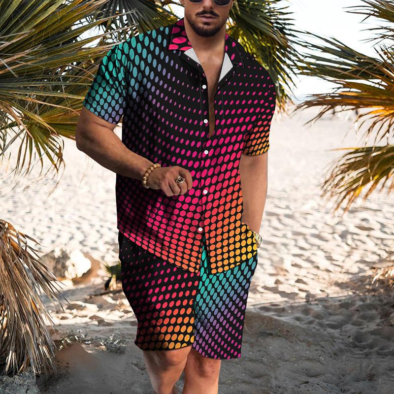 

Men's Tracksuits 3d Print Summer Simple Gradient Strike Color Creative Casual Loose Short-sleeved Shirt Shorts Men's Suit 2022 CostumeMe, Ttb11-159