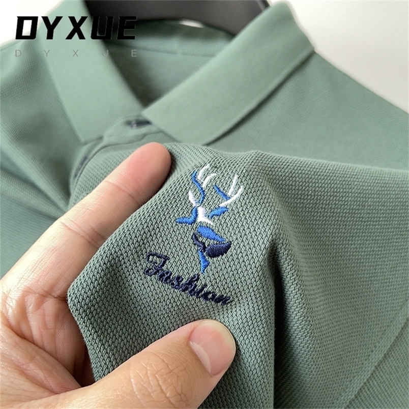 

summer polo shirt men's brand clothing cotton short sleeve business casual printing designer homme camisa breathable 220402, Gray