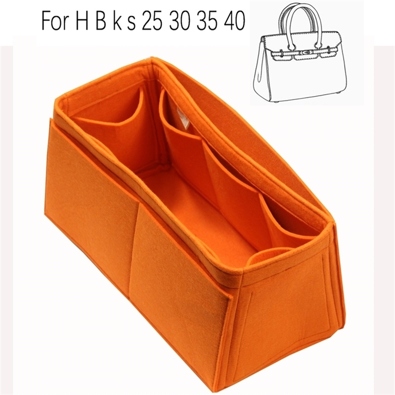 

For H 25 Bir 30 k s 35 40 handmade 3MM Felt Insert Bags Organizer Makeup Handbag Organize Portable Cosmetic base shape 220615, Lightcoffee