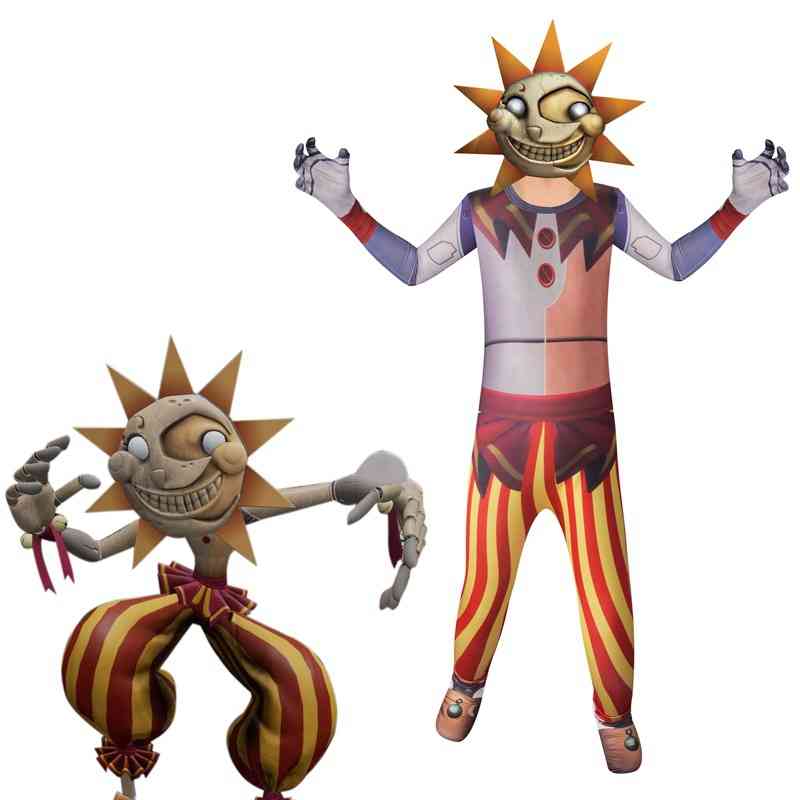 

Security Breach Sun Moon Sundrop Cosplay Costume with Mask Boys Girls Bodysuit Halloween Fancy Jumpsuits