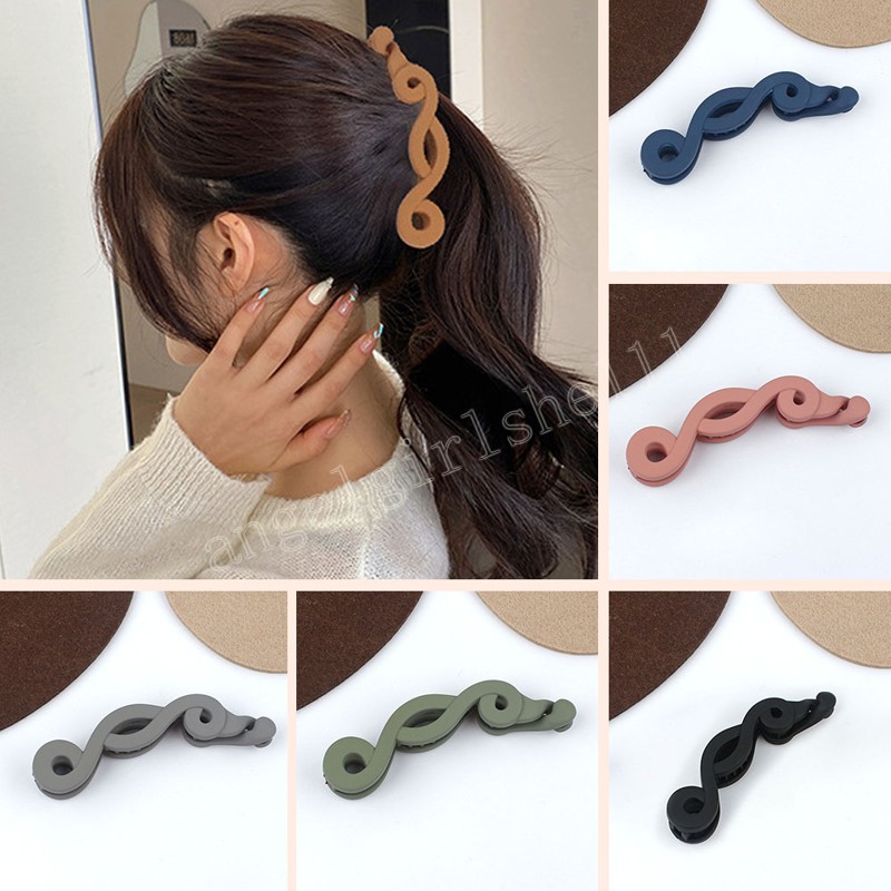 

Frosted Hair Clips Solid Color Banana Clip Women's Hair Accessories Fashion Ponytail Barrettes Hair Claws Hairpins, Mixed color