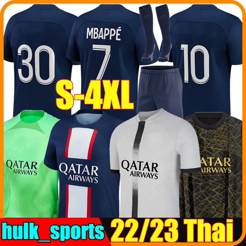 

4XL 22/23 MBAPPE HAKIMI soccer jerseys Champions 10th Title SERGIO RAMOS Fourth Maillots de football shirt 2021 2022 2023 MARQUINHOS VERRATTI PSGs Kits sock Full sets, 21-22 away 10th title
