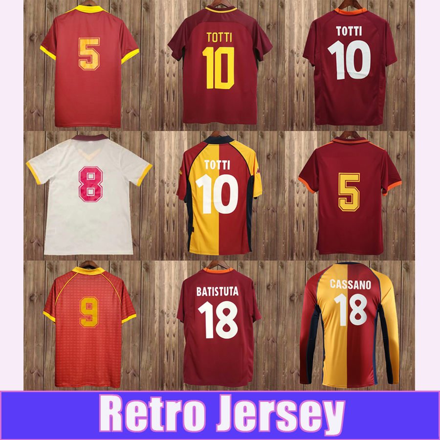 

2001 2002 TOTTI MONTELLA BATISTUTA Mens Retro Soccer Jerseys NAKATA CASSANO DE ROSSI DZEKO Home Away Football Shirt Long Short Sleeves, Fg2035 2000 2001 home