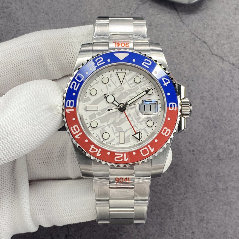 

Luxury men's watch 40mm automatic mechanical watch ring meteorite crater ceramic Dial Stainless steel strap folding buckle sapphire mirror 126719 gmt Wristwatches
