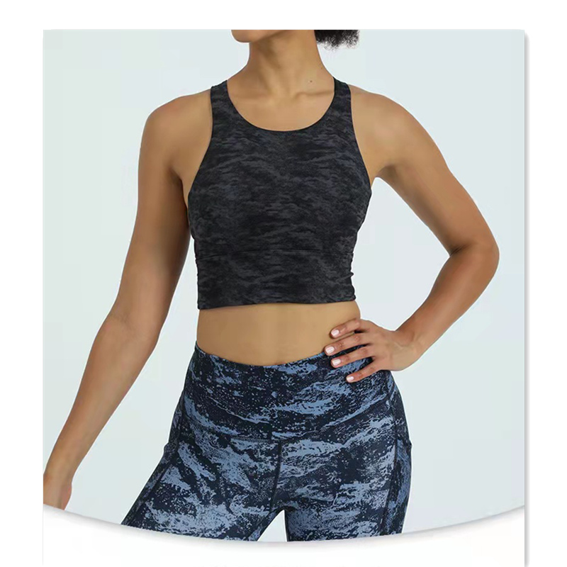 

Summer sports womens tanks fashion tie dye multicolor tight outer wear fitness belt cushion gathered bra vest running training yoga underwear casual top camis