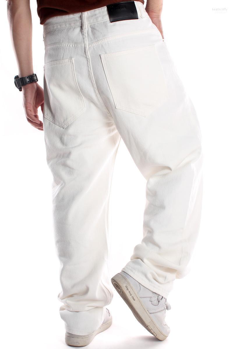 

Men's Jeans Male Hip-hop Skateboard Loose Plus Fat Big Size Pure White Hip Hop Men Fashion Overalls Dance Trousers Heat22, Pants