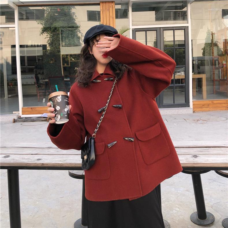 

Women' Wool & Blends 2022 Korean Style Loose Short Thick Outside, Black