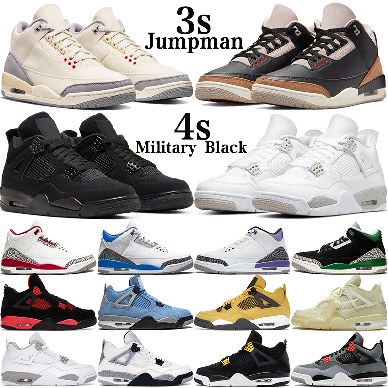 

OG 4 4s Basketball Shoes Mens Womens Trainers Muslin Neapolitan Military Black Cat Sail Red Thunder University Blue White Oreo Pine Green trainers sneakers, 12