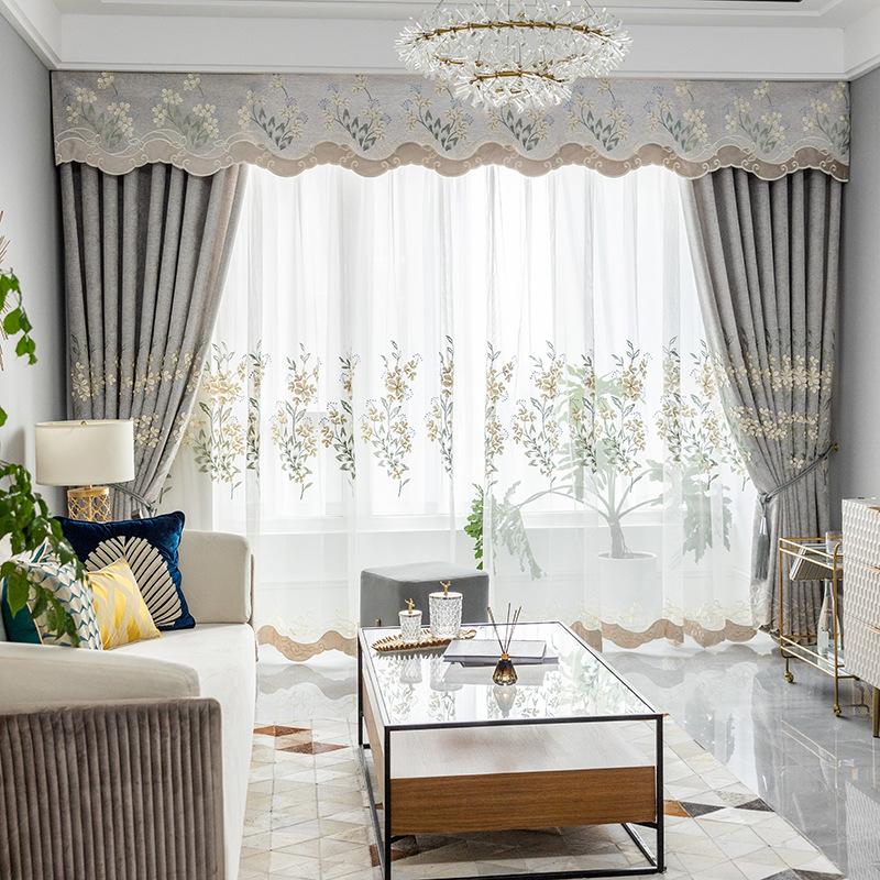 Curtain & Drapes Modern European Style High Quality Fresh And Simple Light Luxury Embossed Embroidered Printing Curtains For Living Room Bed-image-763682964