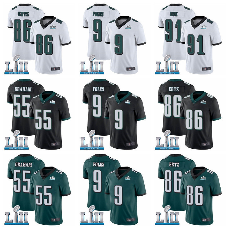 

Philadelphia Men Eagle 9 Nick Foles 86 Zach Ertz 55 Brandon Graham 11 Carson Wentz 91 Fletcher Cox 2018 Super Football Jersey Green Black