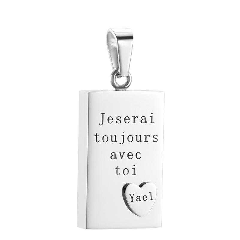 

Chains "jeserai Touhours Avec Toi " Heart &Tag Memorial Jewelry Urn Necklace For Ashes Charm Pendant Keepsake CustomChains